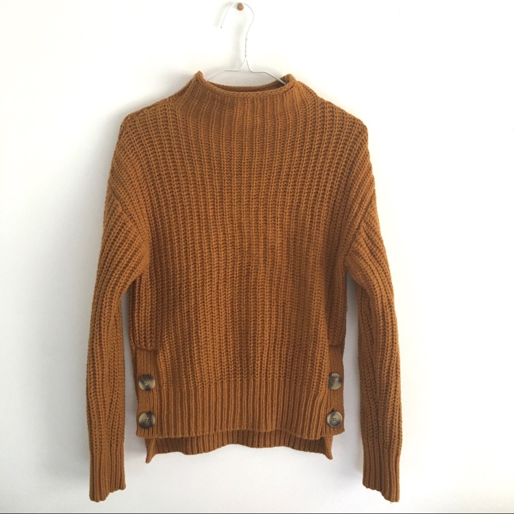 MADEWELL Mock Neck Side-Button Pullover Sweater
